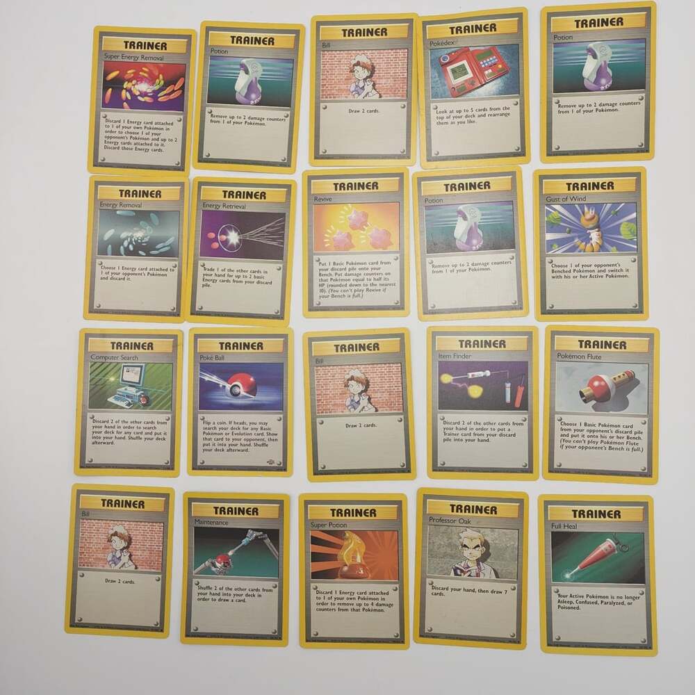 Pokemon TCG Base Set Vintage Trainer Card Lot WOTC 1999 20 Cards Oak Bill Rare